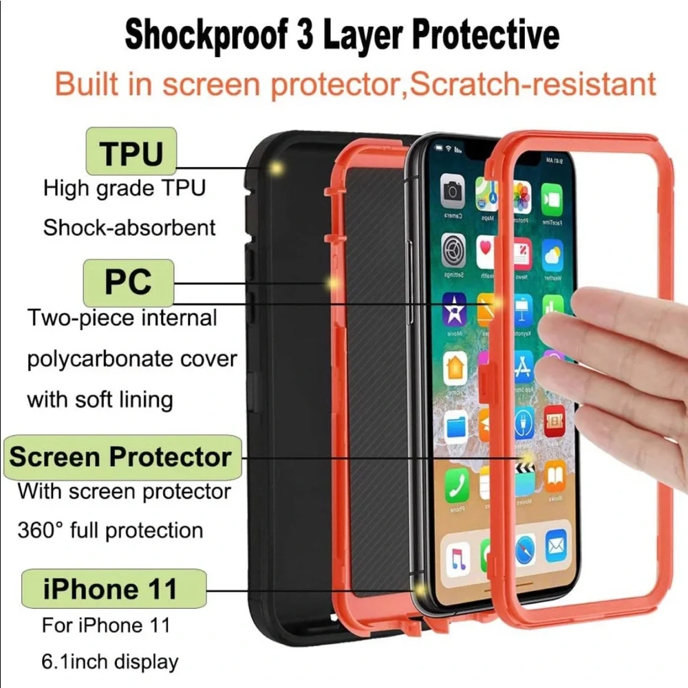 iPhone 11 4-in-1 Protective Durable Case-Red/Black
